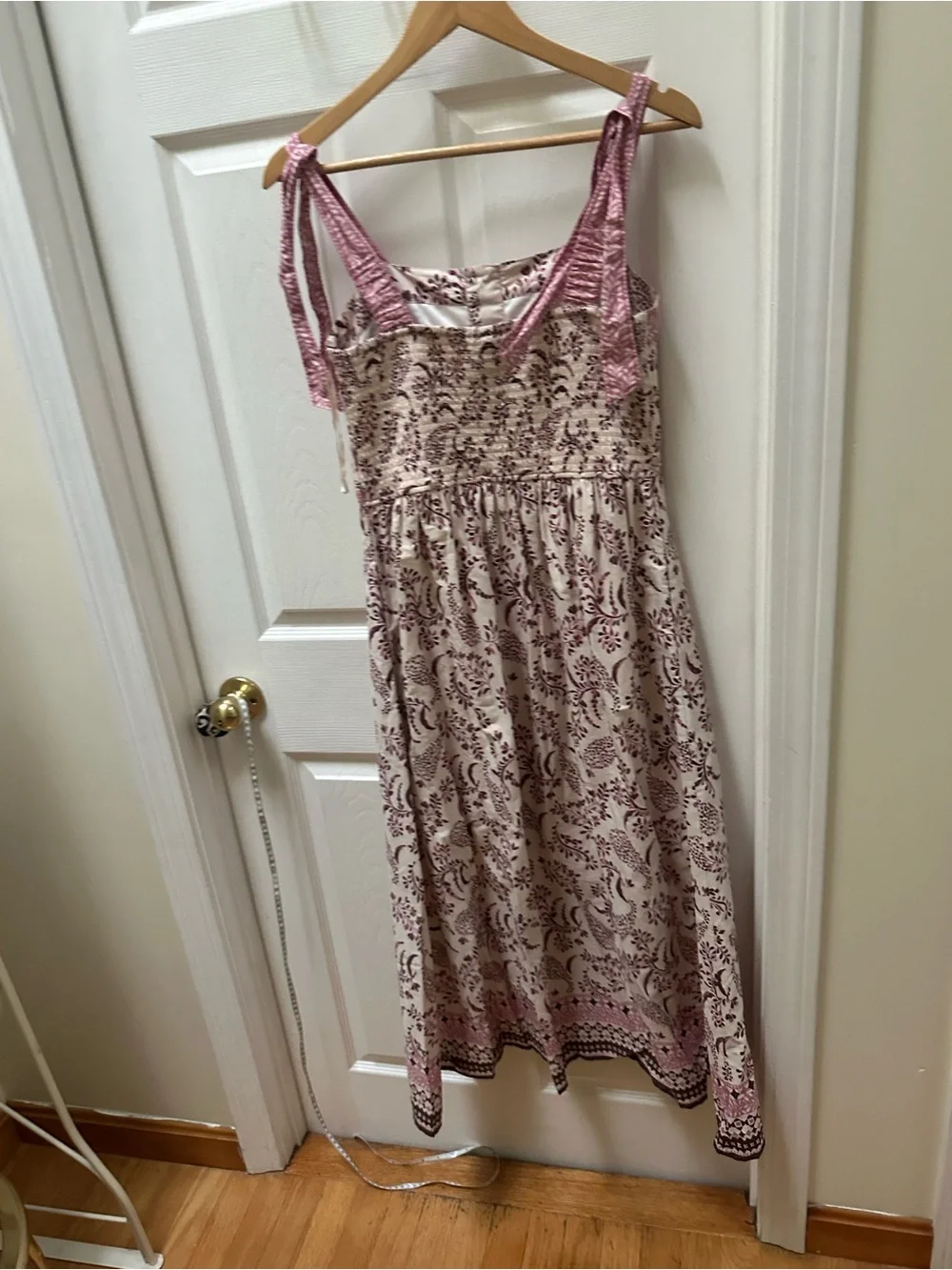 Lea Floral Paisley Maxi Dress Pink Cream Floral Sundress cotton M medium long